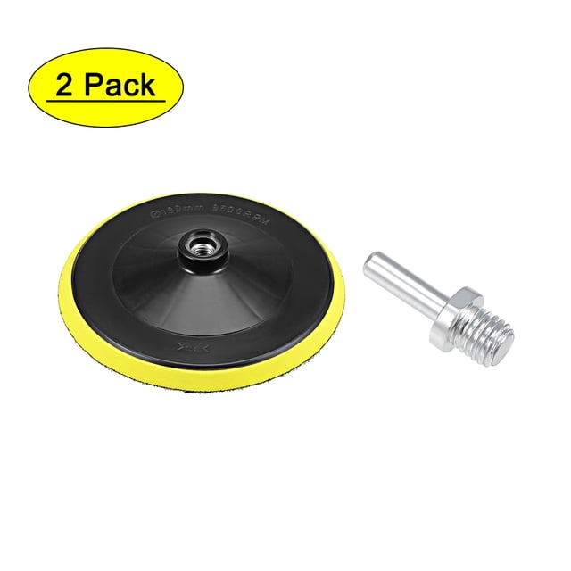 Adaptador de taladro Uxcell de 7" de diámetro M14 con almohadilla de respaldo de gancho y bucle negra PP 2 paquetes