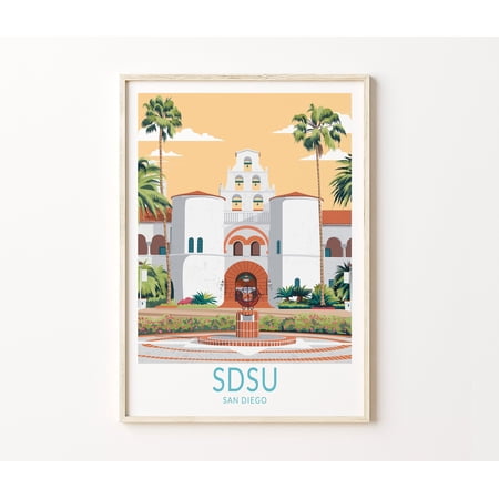 POSTER San Diego State University, San Diego SDSU School Poster, University Campus, San Diego Travel Poster, Custom Graduating Gifts-UNFRAMED
