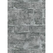 Concord Wallcoverings Textured Wallpaper modern faux Featuring faux bricks pattern, Black Grey, 21 In x 33 Ft (56 sq. ft), 1022215