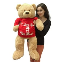 Valentine's Day Giant Teddy Bear 36 inches Soft Wears Removable T-shirt that Reads  I Love You This Much, Fully Stuffed Large Valentine's Day Stuffed Animal Packed in Big Box Ready to Hug