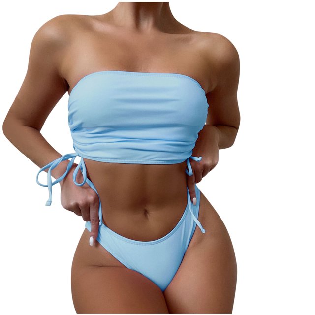 Traje de baño de playa con correa superior de tubo trasero de color sólido dividido cómodo para mujer OAVQHLG3B Store lin121212