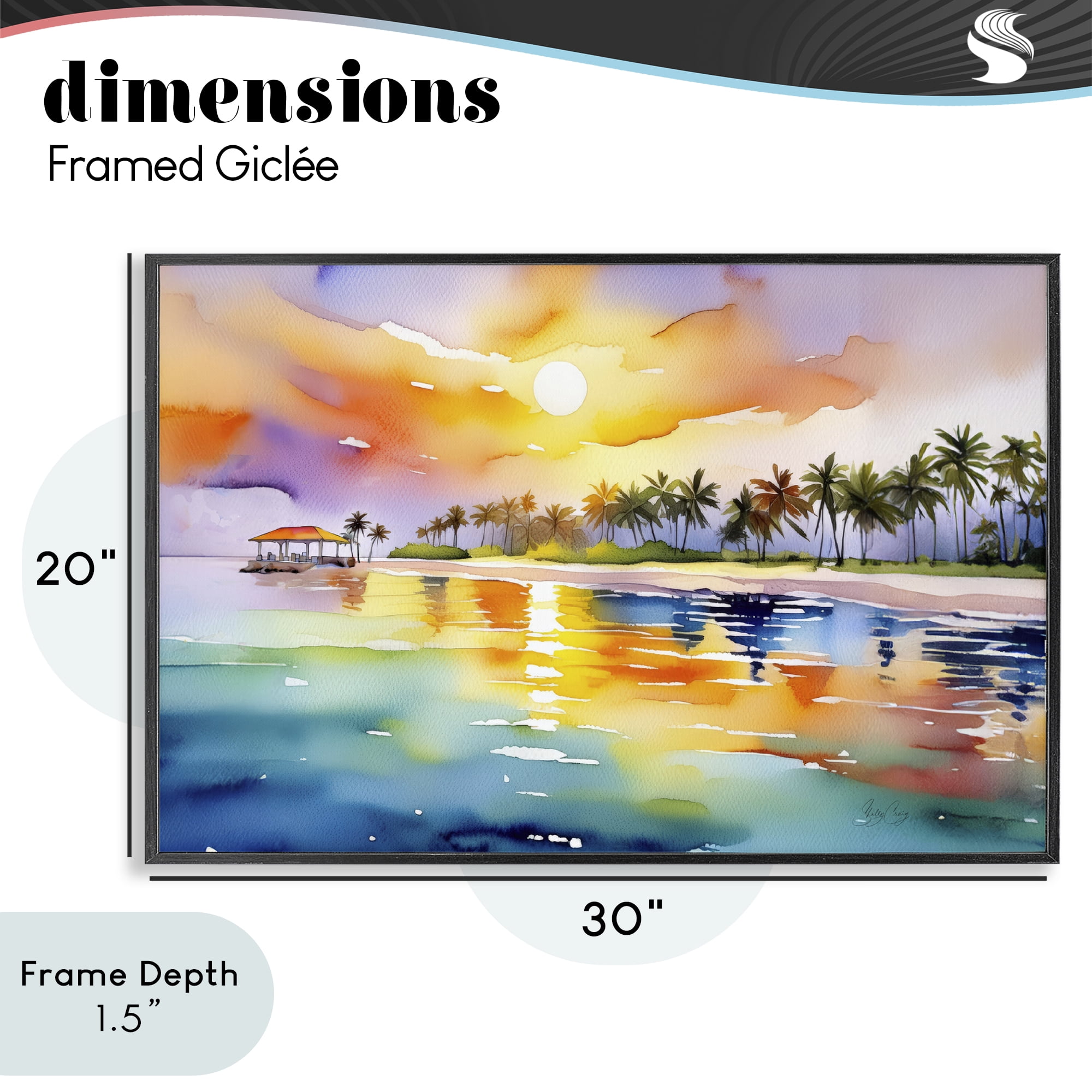 Stupell Industries Caribbean Calm Sunset Black Framed Giclee Art, design by Shelly Craig