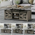 thumbnail image 3 of 47.2" Lift Top Coffee Table, 4 in 1 Farmhouse Coffee Table with Storage and Sliding Barn Doors, Coffee Tables for Living Room, Dining Room (Grey), 3 of 8