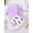 thumbnail image 3 of GXFC Baby Fall Cute Outfits Clothes for Girls Boys 6M 9M 12M 18M Infant Long Sleeve Rompers and Elastic Waisted Long Pants and Hat 3Piece Casual Autumn Clothing for Newborn Toddler, 3 of 9