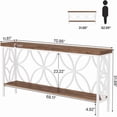 thumbnail image 2 of 70.9" Behind Sofa Console Table - Vintage Wood Grain & Black Metal, 2-Tier Storage, 198lb Capacity, Slim Design for Entryway, Hallway, Living Room, 2 of 6
