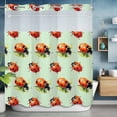 thumbnail image 6 of No Hook Shower Curtains with Snap-in Liner Set, Cute Ladybugs Waterproof Hotel Style Bathroom Shower Curtain, Spring Botanical Leaves Green Breathable Mesh Top Window Bath Curtains 66''x72'', 6 of 9