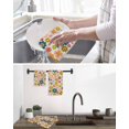 thumbnail image 5 of Vintage Boho Floral Kitchen Dish Towels for Drying Dishes Set of 3, Yellow Pink Floral Bohemia Beige Waffle Weave Microfiber Hand Tea Bathroom Towels Quick Dry & Absorbent Towel 12x12, 5 of 7