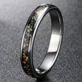 thumbnail image 3 of 4mm Unisex Silver Tungsten Rings Inlaid with Crushed Created-Opal Wedding Engagement Band, 3 of 5