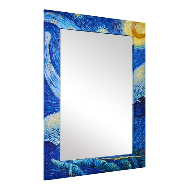 Moon Mirror 30 X 40 Decorative Hand Painted Wall For Art Van Gogh Unique Wooden Bathroom Starry Night Theme Rectangle Mounted Hangs Vertical In Galleries Companies Com Moon Mirror 30 X 40 Decorative Hand, High Quality Mirrors Are Made By Using