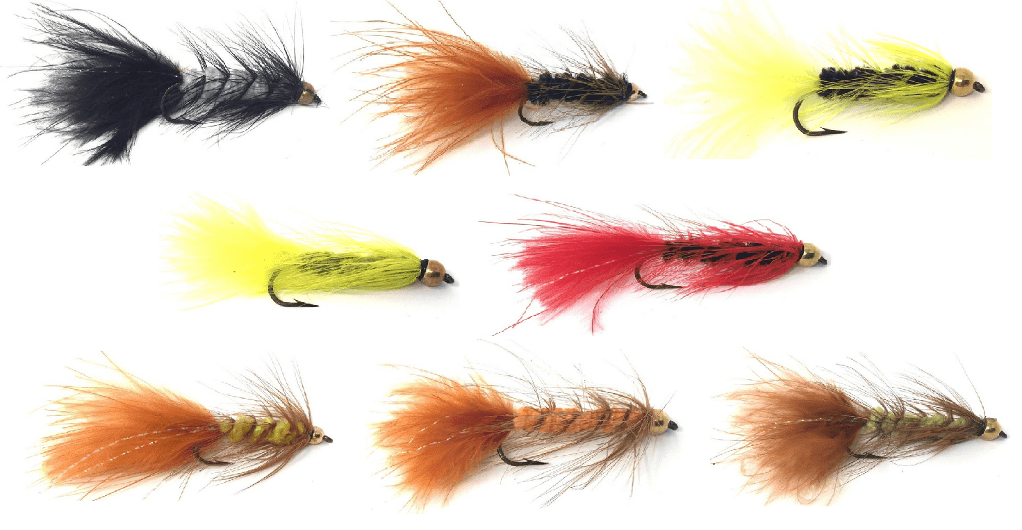 Rainbox Trout Pike Flies Orange Candy Bead Head Woolly Bugger Streamer Trout Fly Fishing Flies 8 Flies Size 6 & 8 & 10 & 12