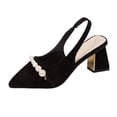 thumbnail image 2 of Purcolt Women's Slingback Kitten Heels Dress Shoes Dressy Pointed Toe with Pearl Chunky Block Mid Heels Sandals for Party Wedding Evening, 2 of 9