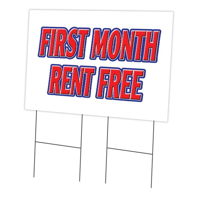 SignMission C2436 First Month Rent Free 24 x 36 in. First Month Rent Free Yard Sign & Stake