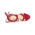 thumbnail image 4 of BLISSFUL STEP Women Velvet Lace-Up Clear Block Heel Sandals Red 7, 4 of 7