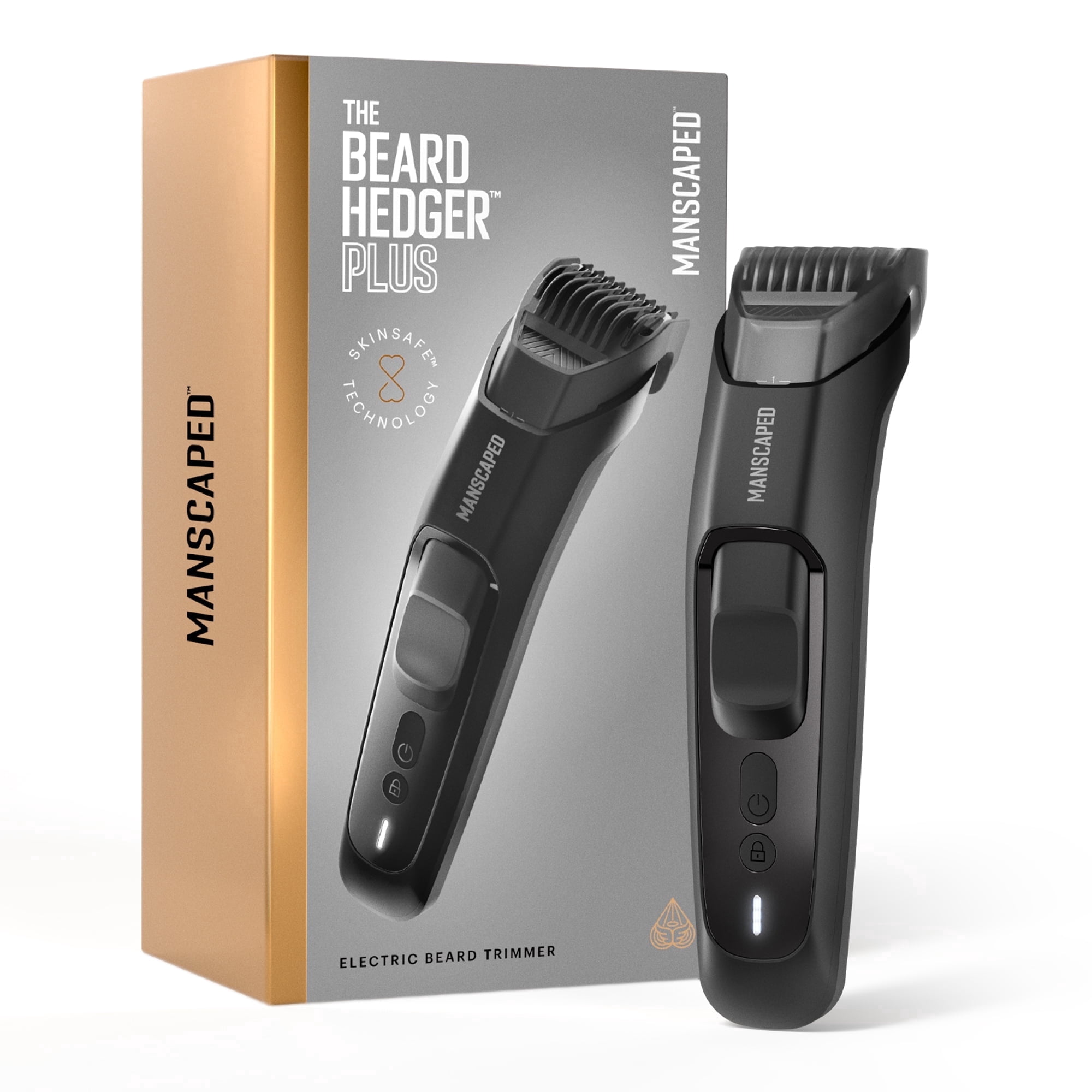 MANSCAPED® The Beard Hedger® PLUS, Men's Adjustable Beard & Mustache Trimmer with 14 Length Settings (1–20mm), Stainless Steel Blade - Black