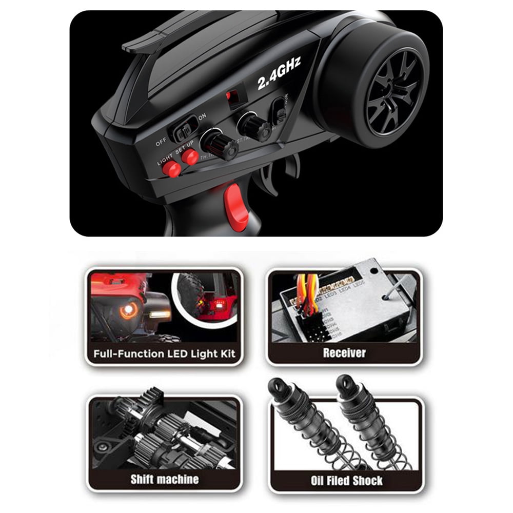 Remote  car,1 10 Scale Led 3 Batteries 10 Scale Crawler With Led 3 Off-road Vehicle With Crawler Off-road Vehicle 3 Batteries Car Scale Crawler Off-road Car 1 10 Fapao Orange 3 Battery
