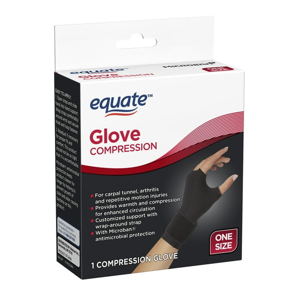 Equate Compression Glove with Microban Protection, Unisex, One Size Fits Most, 1 Count