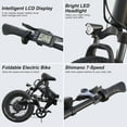 thumbnail image 5 of Wooken 20"X4.0 Fat Tire Electric Bike for Adults, 500W Foldable Electric Bicycle with 48V 10Ah Built-in Battery, Shimano 7 Speed, Dual Shock Absorber, 5 of 11