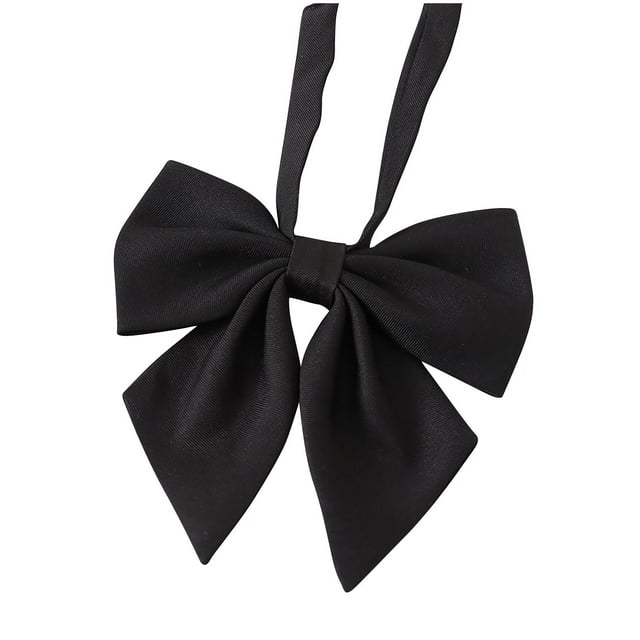 Xfvqtps Girls Bow Tie Solid Color Bowties Adjustable Neckties for Uniform School Party Black