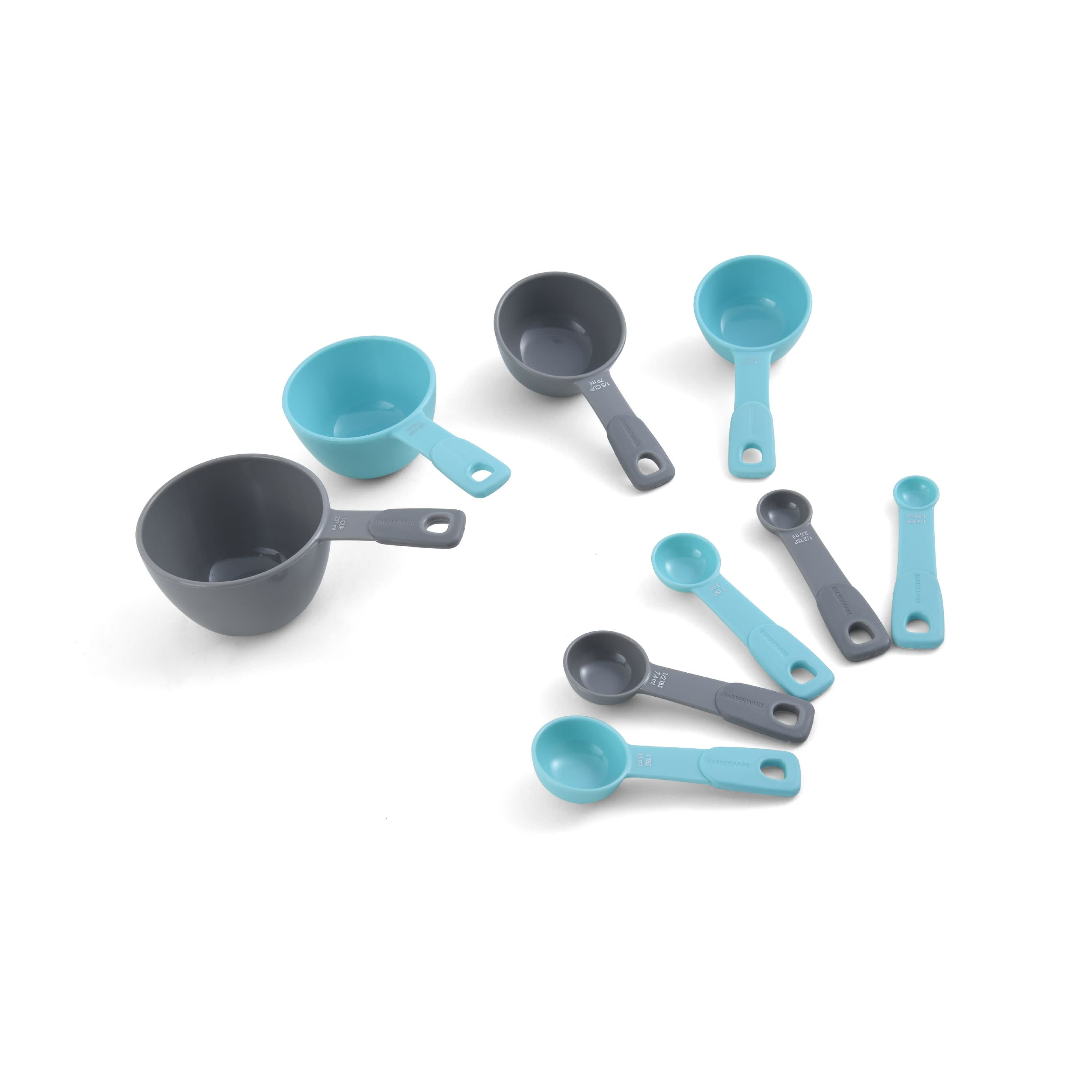 Farberware Professional 9-piece Soft Measuring Set in Aqua and Grey