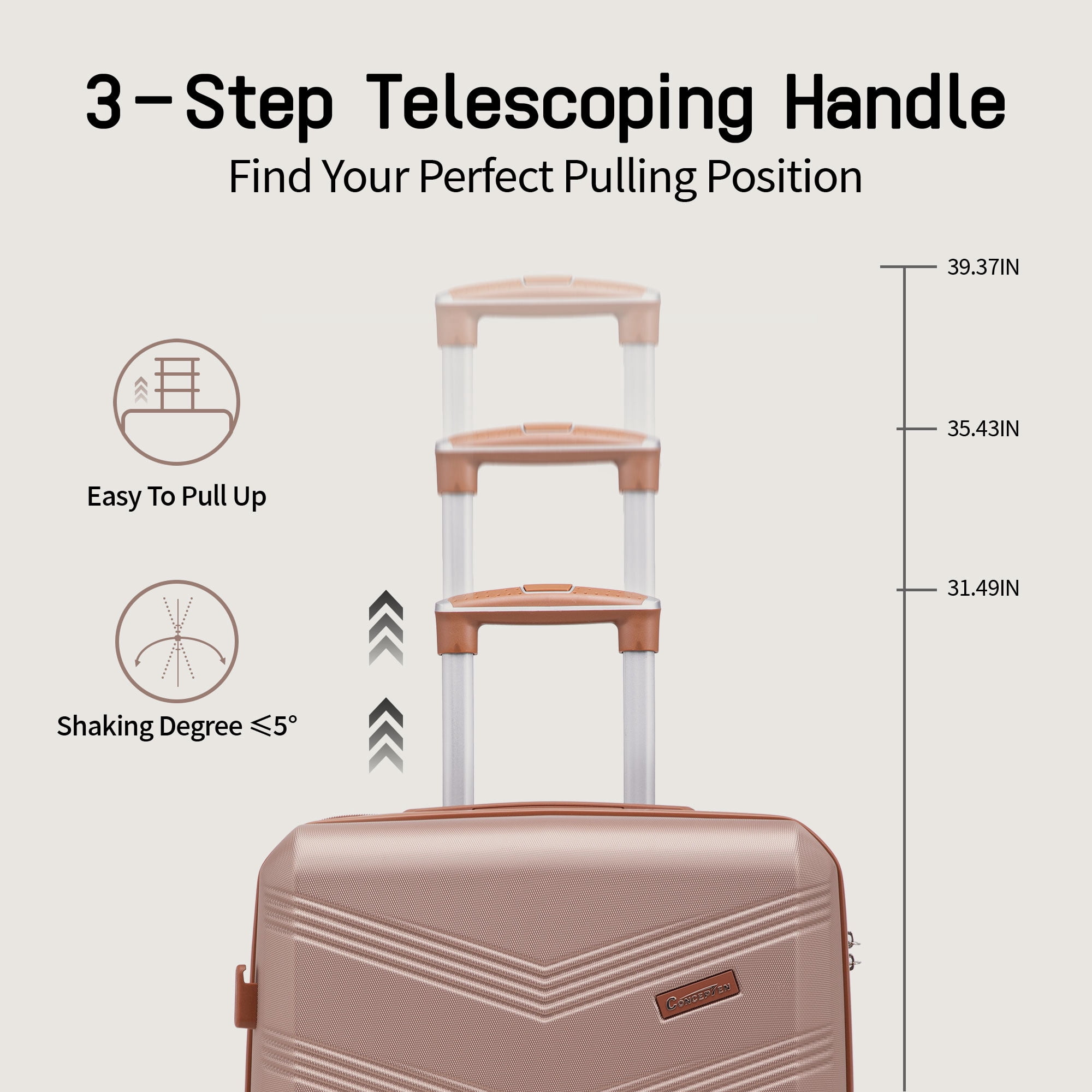 CONCEPZEN 5-Piece Expandable Hardshell Luggage Set with Spinner Wheels TSA Approved Carry On 20-Inch & Checked 24/28-Inch Lightweight Suitcases Suitable for Business and Family Travel