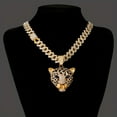 thumbnail image 3 of European and American style, hip-hop style, personality, versatile, men's and women's belts, luxury fashion brand animals, leopard head pendants, diamond-shaped Cuban necklaces, 3 of 6