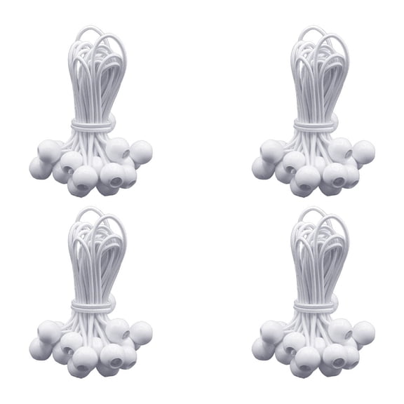 (100 Pcs) 6" White Ball Bungee Cords for Tarp Tie Down - Heavy Duty Canopy Bungee Loop Cords w/Balls for Camping, Shelter, Cargo, Tent Poles (5 MM Thick)