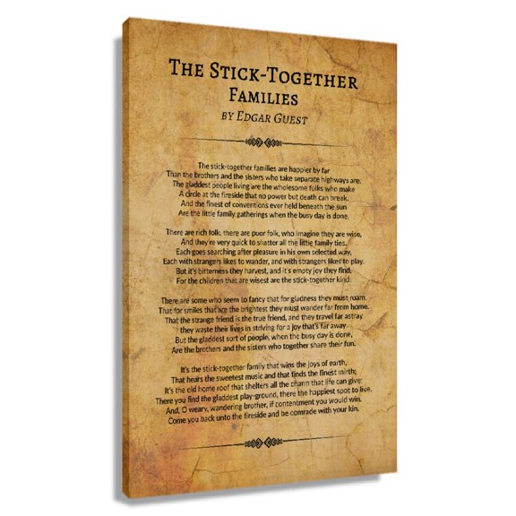 The Stick Together Families Poem Wall Art Edgar Guest Quotes Wall Art Poetry Posters for Home Artwork for Bedroom Picture Decor Prints Framed 20x30 in