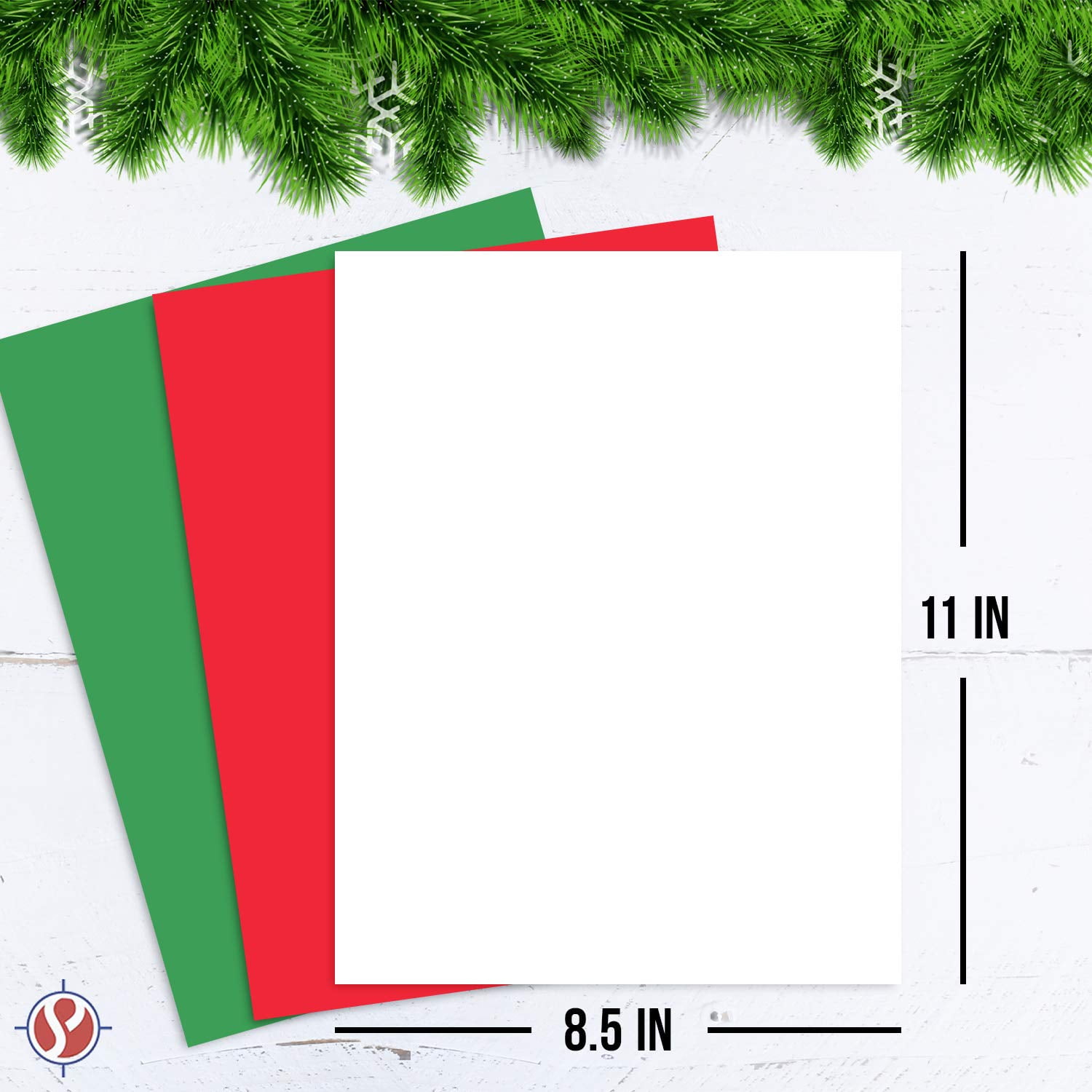 Holiday Christmas Colored Card Stock Paper, Red, Green & White 8.5 x 11" Cardstock for Greetings, Gift Tags, Art & Crafts, Invitations & Announcements | 25 Red, 25 Green, 50 White (100 Sheets Total)
