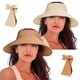 thumbnail image 1 of Sombreros de visera para mujer, sombrero de playa de paja de ala ancha, sombreros de cola de caballo para mujer, disquete plegable, 1 of 5