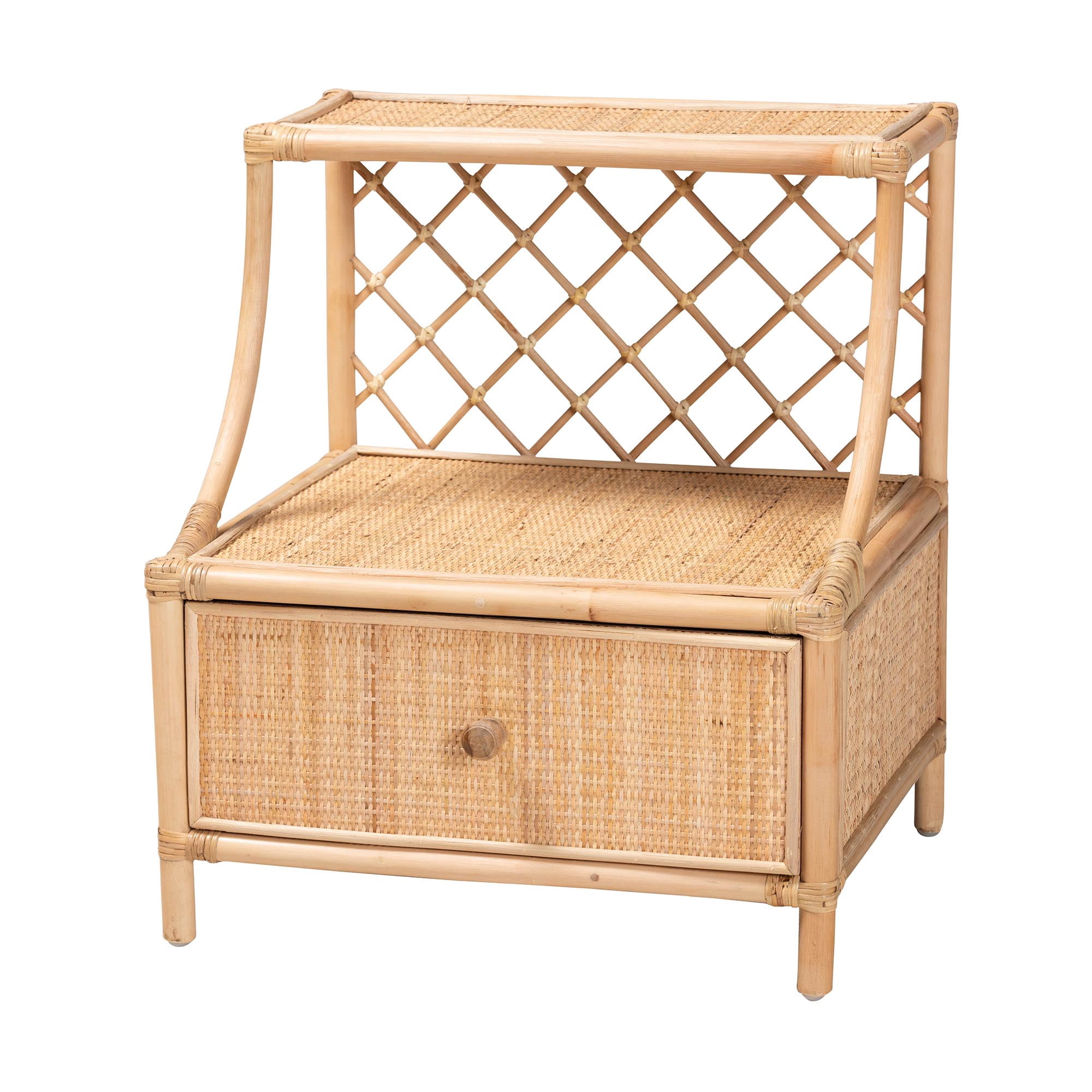 bali & pari Lalo Rattan BOHO Nightstand, 1-Drawer, Natural Brown