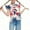Beige, variant on WTOBBY Children's Casual Short Sleeve Pleated Cute Floral Print Round Neck Top for Girls - Perfect for Independence Day and Summer Fun,Beige 110