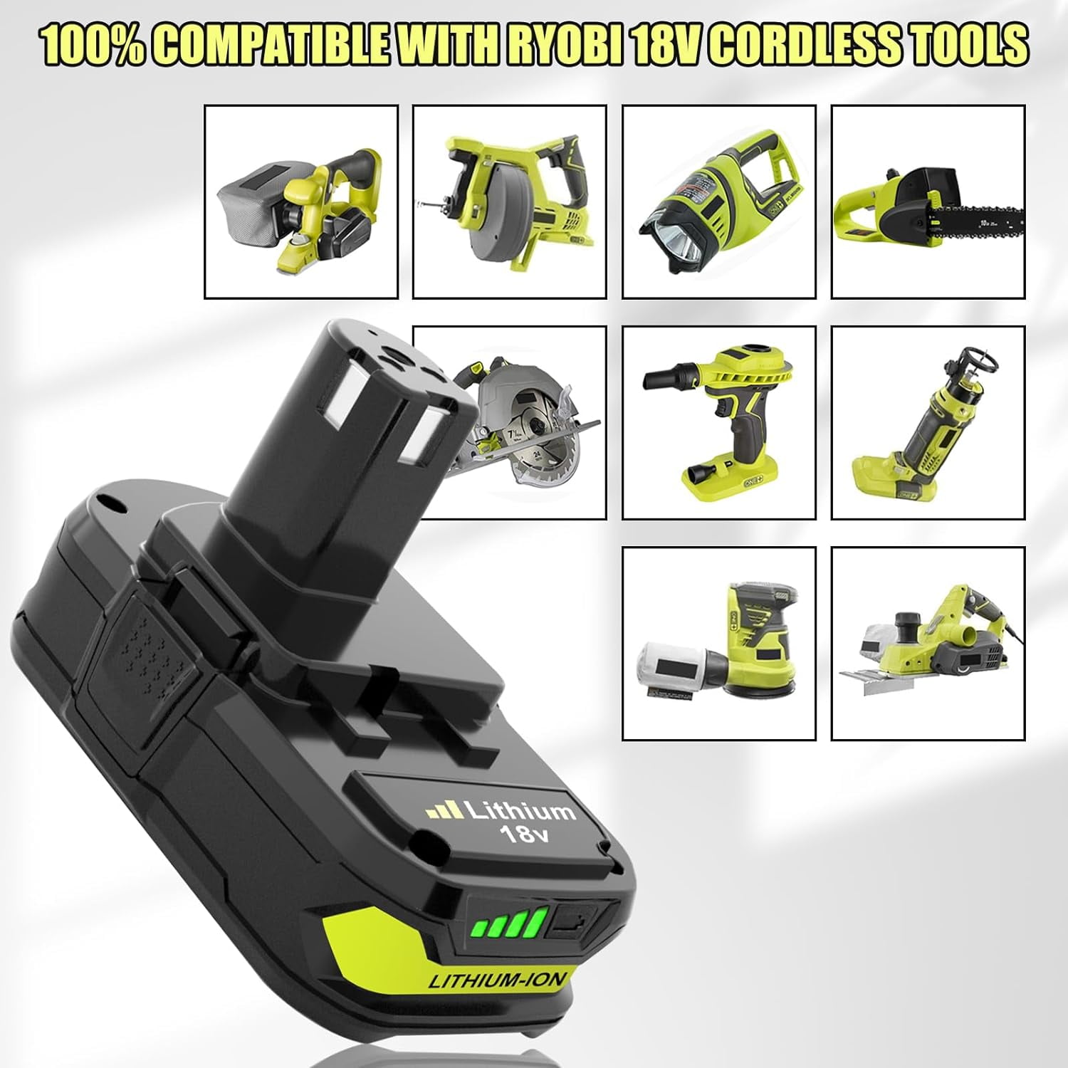 2Pack 18Volt P102 Replace for Ryobi 18V Batteries and Charger Combo for 18 Volt P103 P104 P105 P107 P109 P190 P191 P122 for Ryobi 18v Lithium Battery