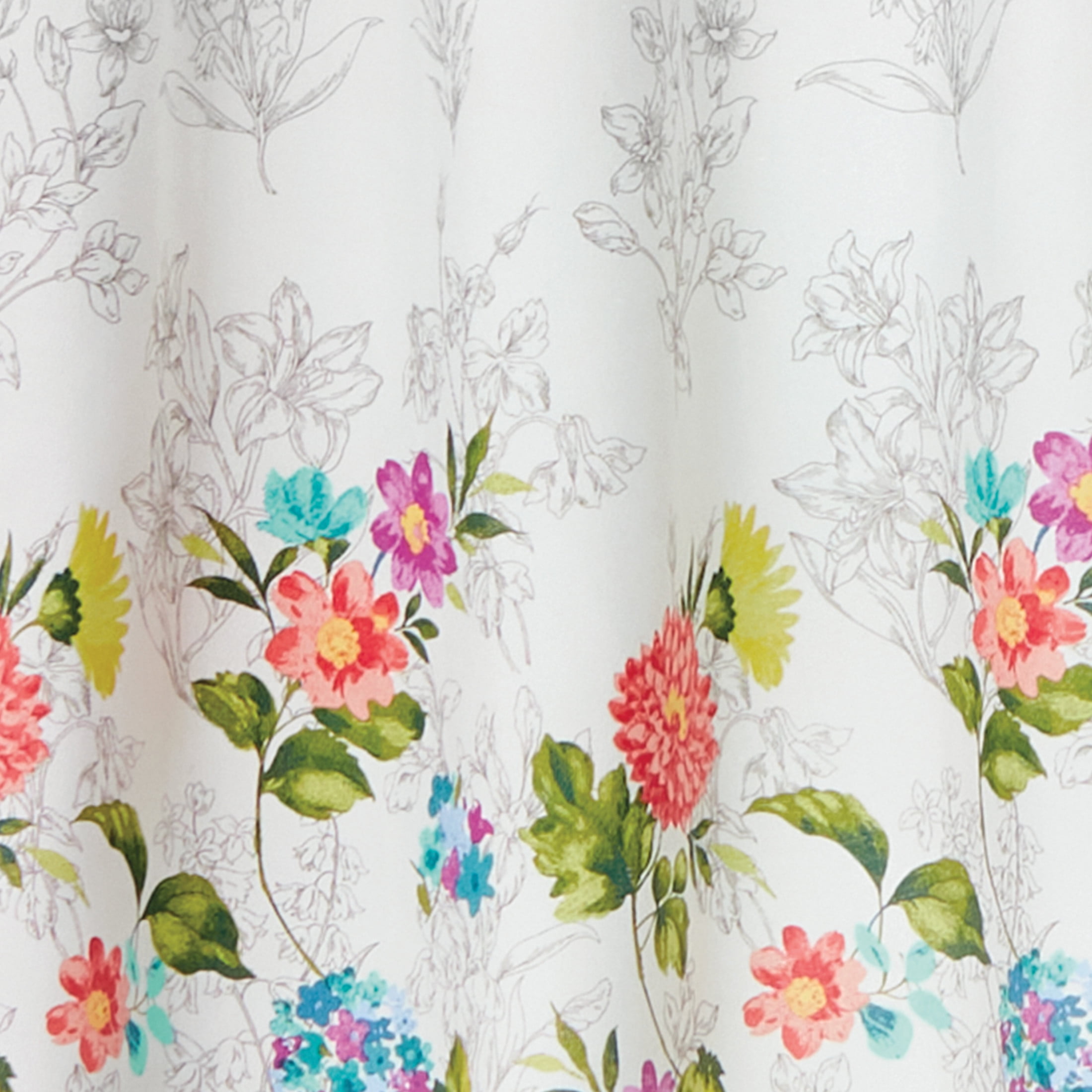 (2 pack) The Pioneer Woman Blooming Bouquet 3-Piece Curtain Tier Pair and Valance Set, 60 in x 36 in, Multi