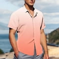thumbnail image 4 of Summer Shirts For Mens Front Button Lapel Short Sleeve Tops Trendy Gradient Tunics Shirts Trends Lightweight Tunic Blouses Workout Running Gym Clothes, 4 of 6