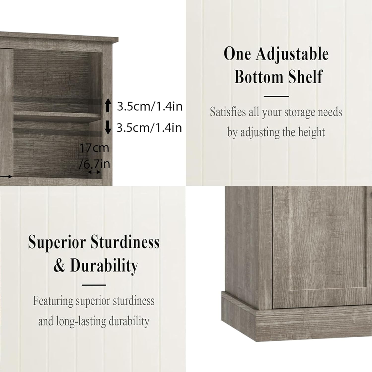 Kitchen Pantry Storage Cabinet, 71" Tall Wood Pantry with Microwave Stand, Modern Kitchen Hutch Cabinet, Coffee Bar Hutch with Wine Rack for Dining Room, Living Room, Grey