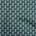 thumbnail image 1 of oneOone Silk Tabby Teal Blue Fabric Kalamkari Kathakali Dress Material Fabric Print Fabric By The Yard 42 Inch Wide, 1 of 5
