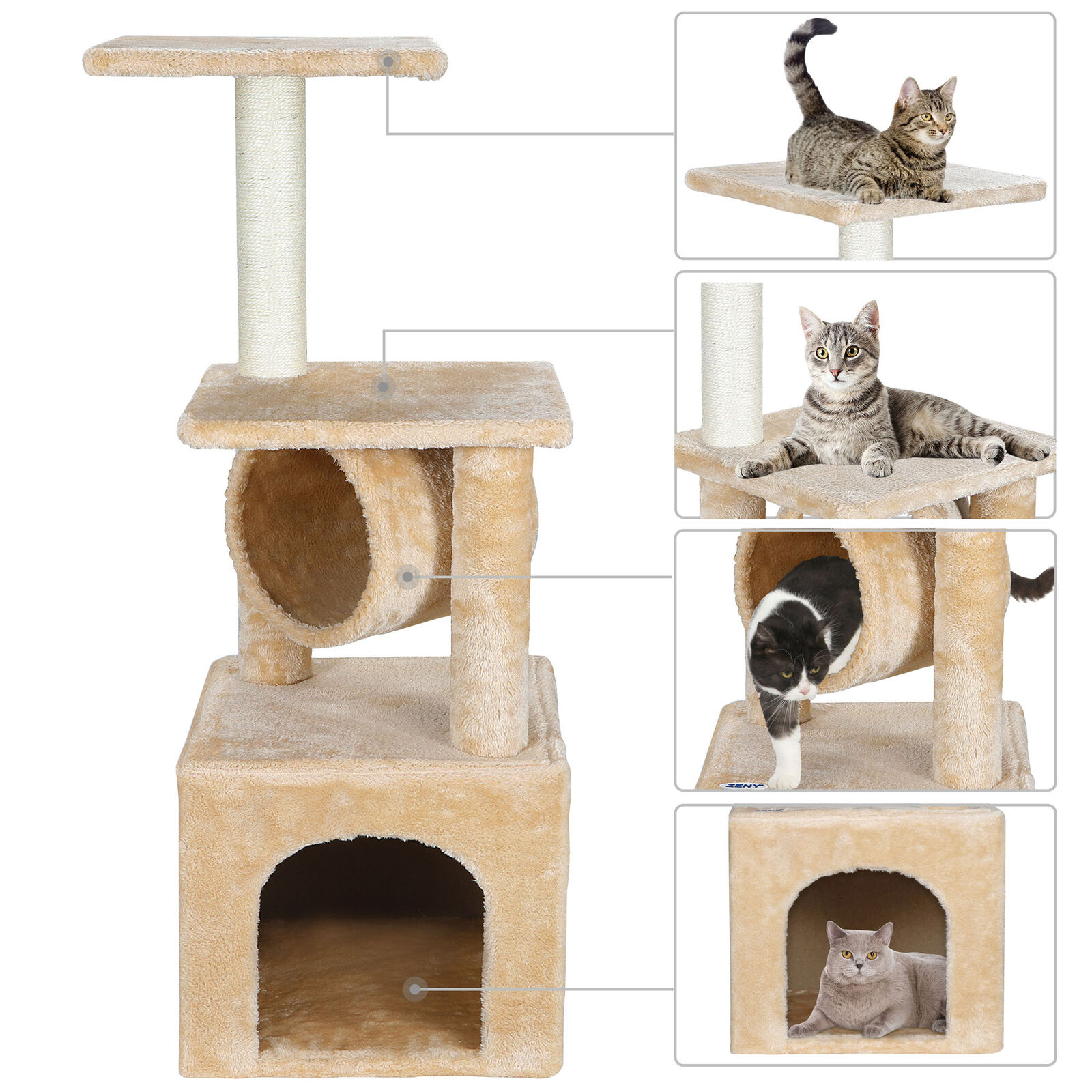 Zeny 36in Cat Tree and Condo Scratching Post Tower photo 7