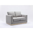 thumbnail image 3 of ACME Valin Contemporary Linen Fabric Upholstered Squared Arm Loveseat in Gray, 3 of 3