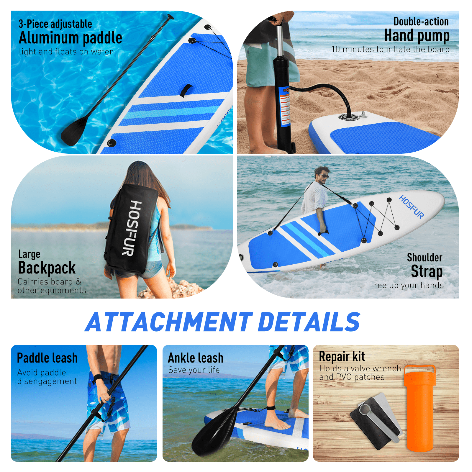 Inflatable Stand Up Paddle Board 10.6' with Premium SUP Accessories, Camera  Mount, Removable Fins, Wide Stance, Surf Control,Non-Slip Deck, Youth   Adult