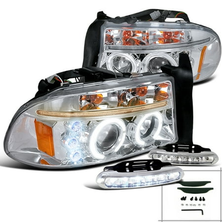 - Spec-D Tuning 1998-2003 Dodge Dakota Chrome Dual Halo Projector Headlights + Led Bumper Fog Lamps (Left + Right) 1998 1999 2000 2001 2002 2003