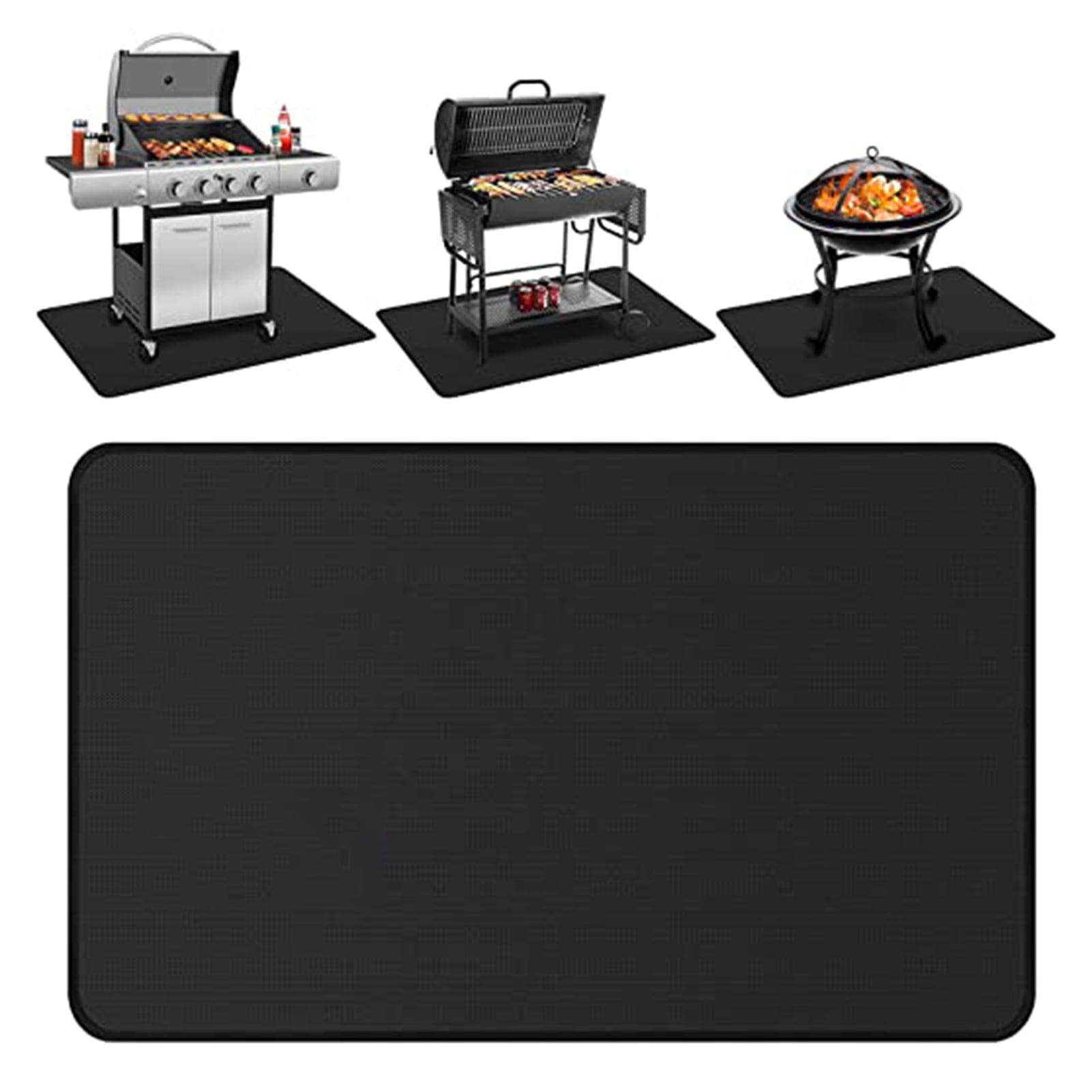 Washranp Grill Mat,Waterproof BBQ Fireproof Mat Protection Deck Grass