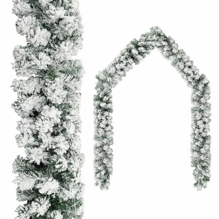 GoolRC Christmas Garland with Flocked Snow Green 65.6' PVC