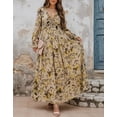 thumbnail image 4 of ZANKLEY Womens Casual Boho Floral Printed V Neck Long Sleeve Maxi Dress for Spring Summer Vacation, 4 of 10