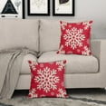 thumbnail image 3 of Light Red Christmas Pillow Covers 20x20 Inch Set of 2, Xmas Snowflakes Rustic Winter Themed Decorative Throw Pillow Cases Outdoor Linen Cushion Covers Seasonal Farmhouse Sofa Couch Bed Decor, 3 of 6