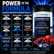 Nitrosurge Pro Pre Workout Powder with Creatine, Nitric Oxide & Energy Support Formula, 300g
