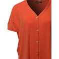 thumbnail image 5 of A2Y Women's Loose Fit Short Sleeve Button Down Front Tie Top Copper S, 5 of 7