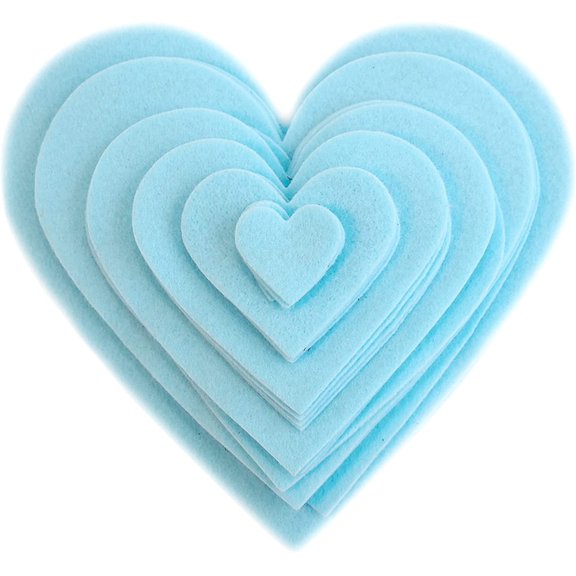 Playfully Ever After 1 to 6 inch Multi-Size Pack Stiff Felt Hearts 18pc - Light Blue
