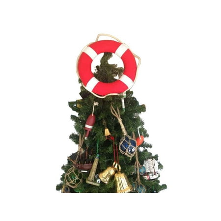 Vibrant Red Lifering With White Bands Christmas Tree Topper Decoration Vibrant Red Lifering With White Bands Christmas Tree Topper Decoration