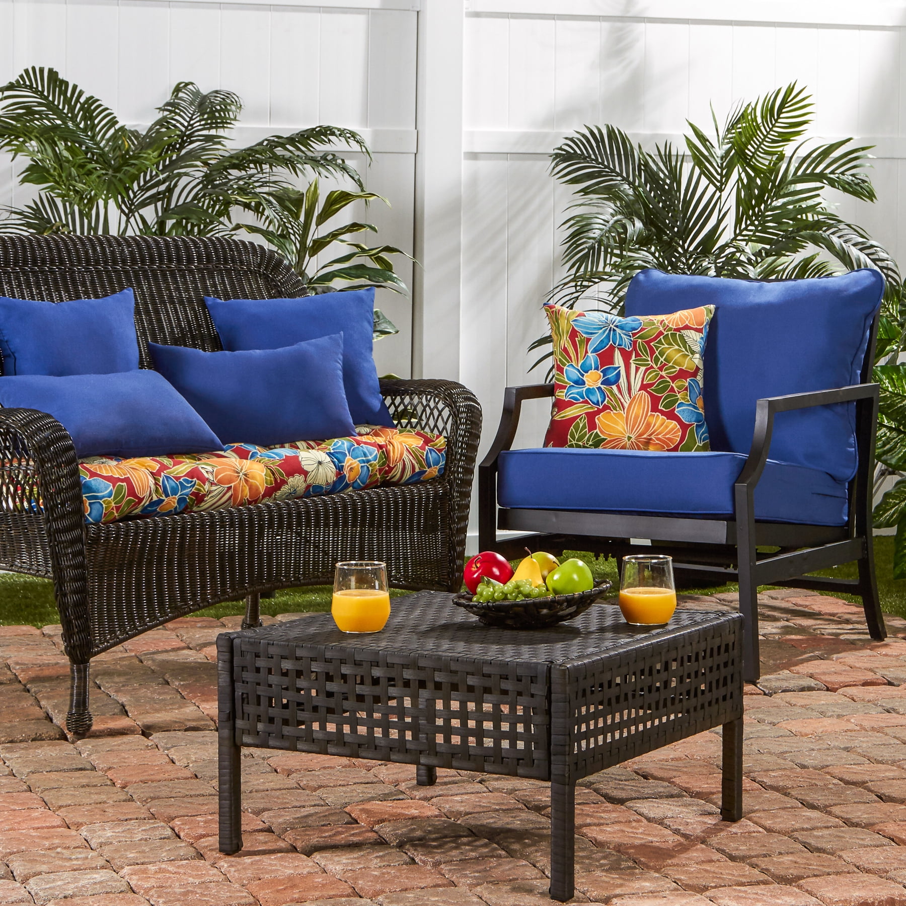 Greendale Home Fashions Aloha Red Floral 44 x 17 in. Outdoor Bench Seat Cushion
