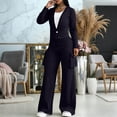 thumbnail image 6 of Miluxas Women's Sports Casual 2 Piece Outfit Long Sleeve Button Cardigan Tops Matchig Loose Wide Leg Cargo Pants with Pockets Tracksuit Set Black, 6 of 9